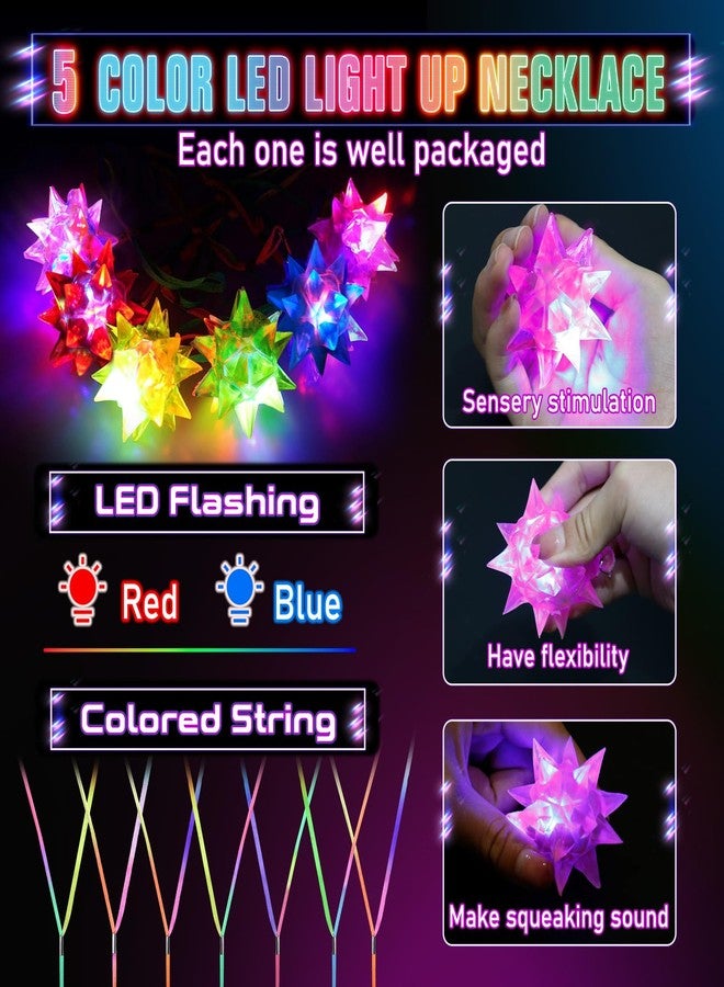 HONLYNE24 PCS Flashing Crystal Star Necklaces, Glow Necklaces Bulk Light up Party Favors, LED Glow in The Dark Necklaces for Kids Adults Birthday Glow Party Rave Halloween Goodie Bags Filler - Image 2